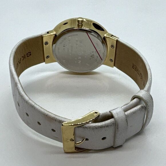 Skagen SKW2033 Women\'s White Leather Analog Mother of Pearl Dial Watch JNA577